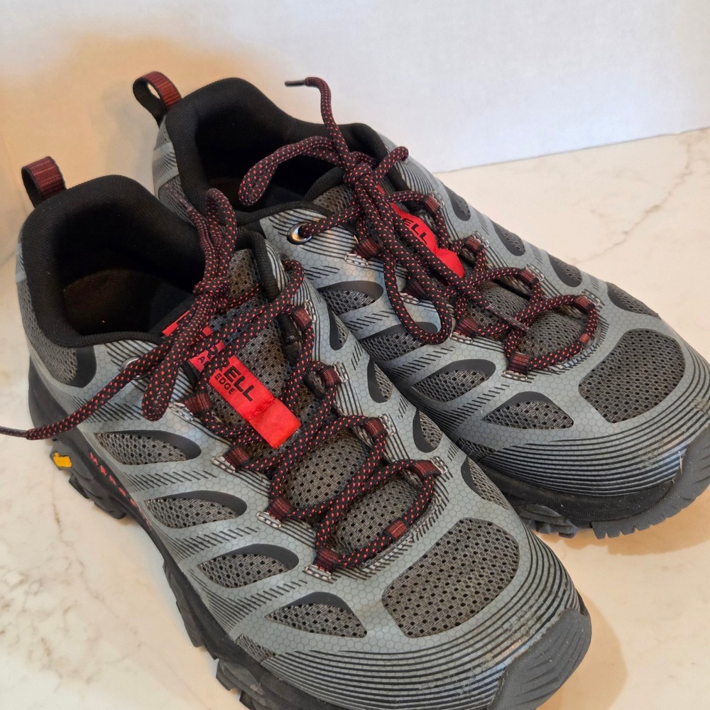 Merrell Moab 3 Edge Mens 10.5 W Hiking Shoes Grey Red J035901W Vibram